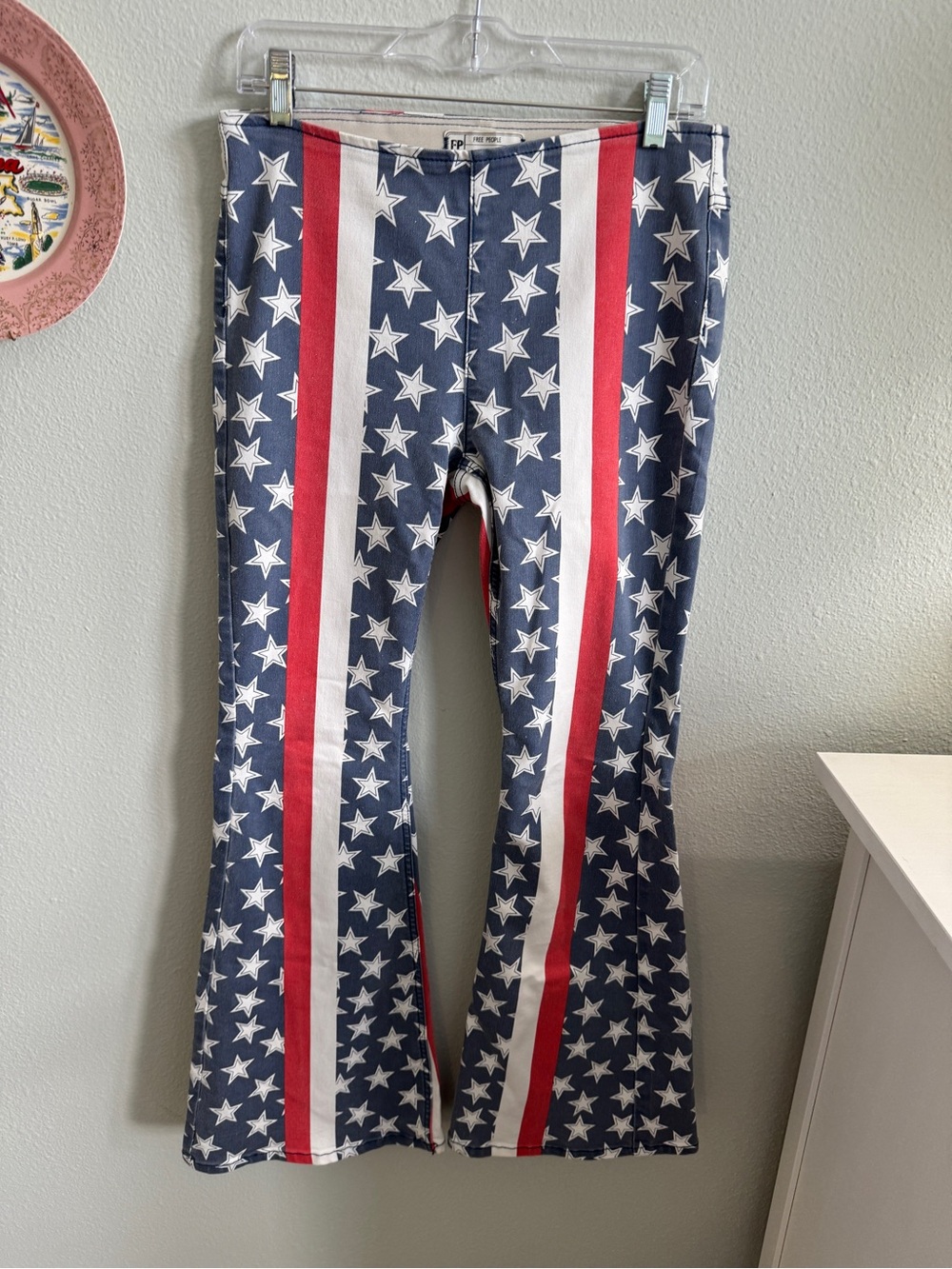 Women's Free People Flag Flared Stretch Pants, Size 29, Red, White & Blue